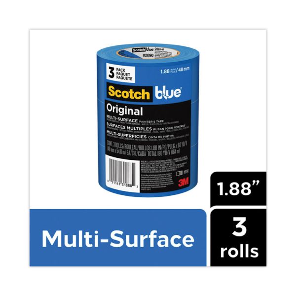 Original Multi-Surface Painter's Tape, 3" Core, 1.88" X 60 Yds, Blue, 3/pack - Image 2