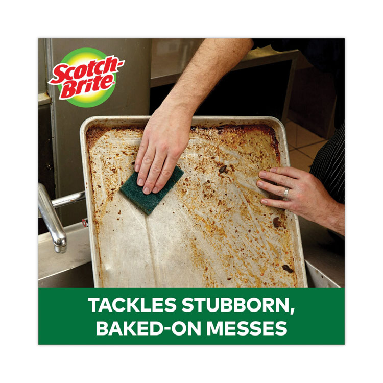 Heavy-Duty Scour Pad, 3.8 X 6, Green, 10/carton - Image 4