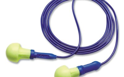 E-A-R Push-Ins Single Use Earplugs, Corded, 28 dB NRR, Blue/Yellow, 200 Pairs