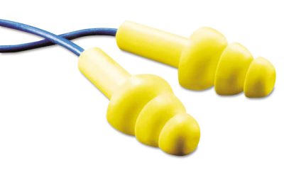 E-A-R UltraFit Metal-Detectable Reusable Earplugs, Corded, 25dB NRR, Blue/Yellow, 100 Pairs