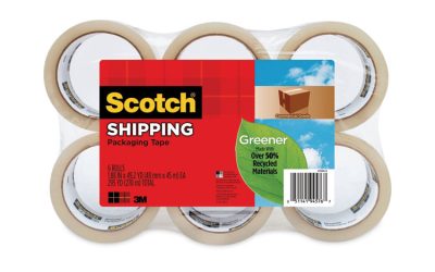 Greener Commercial Grade Packaging Tape, 3″ Core, 1.88″ X 49.2 Yds, Clear, 6/pack
