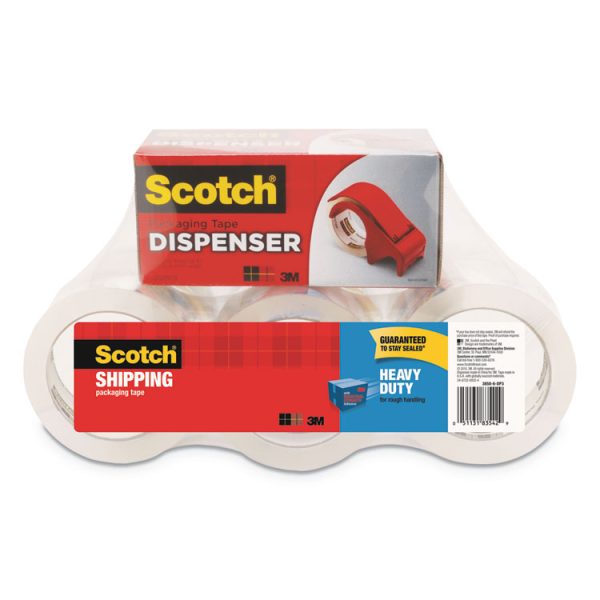 3850 Heavy-Duty Packaging Tape With Dp300 Dispenser, 3" Core, 1.88" X 54.6 Yds, Clear, 6/pack