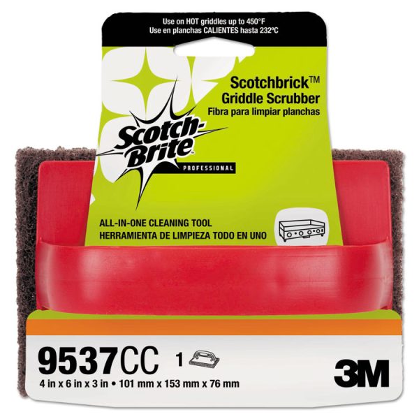 Scotchbrick Griddle Scrubber 9537, 4 X 6 X 3, Red/black, 12/carton - Image 2