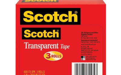 Transparent Tape, 3″ Core, 1″ X 72 Yds, Transparent, 3/pack