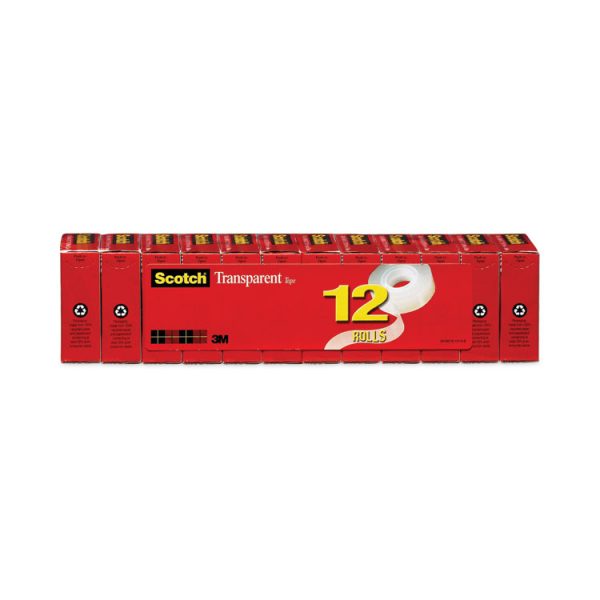 Transparent Tape, 1" Core, 0.75" X 83.33 Ft, Transparent, 12/pack - Image 2