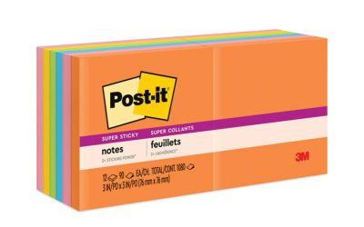 Pads in Energy Boost Collection Colors, 3″ x 3″, 90 Sheets/Pad, 12 Pads/Pack