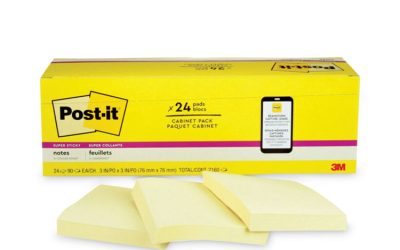 Pads in Canary Yellow, Cabinet Pack, 3″ x 3″, 90 Sheets/Pad, 24 Pads/Pack