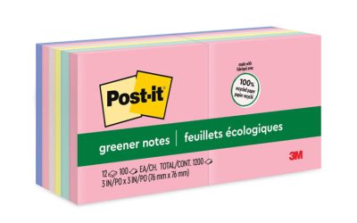 Original Recycled Note Pads, 3″ x 3″, Sweet Sprinkles Collection Colors, 100 Sheets/Pad, 12 Pads/Pack
