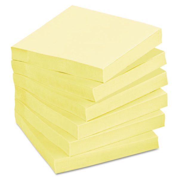 Original Recycled Note Pads, 3" x 3", Canary Yellow, 100 Sheets/Pad, 12 Pads/Pack - Image 2