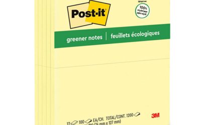 Original Recycled Note Pads, 3″ x 5″, Canary Yellow, 100 Sheets/Pad, 12 Pads/Pack