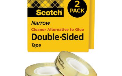 Double-Sided Tape, 3″ Core, 0.5″ X 36 Yds, Clear, 2/pack