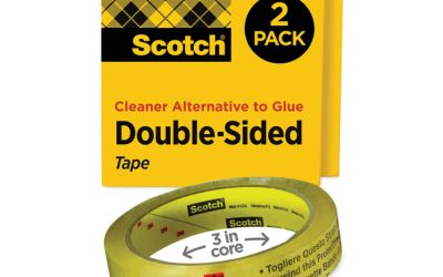 Double-Sided Tape, 3″ Core, 0.75″ X 36 Yds, Clear, 2/pack