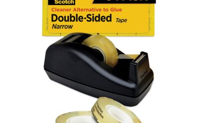 Double-Sided Tape With Dispenser, 1″ Core, 0.5″ X 75 Ft, Clear, 6/pack