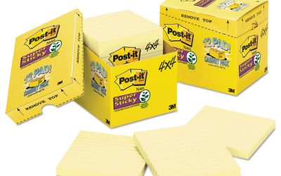 Pads in Canary Yellow, Cabinet Pack, Note Ruled, 4″ x 4″, 90 Sheets/Pad, 12 Pads/Pack