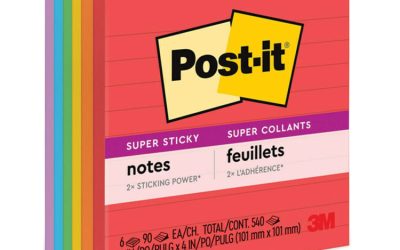 Pads in Playful Primary Collection Colors, Note Ruled, 4″ x 4″, 90 Sheets/Pad, 6 Pads/Pack