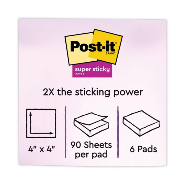 Pads in Supernova Neon Collection Colors, Note Ruled, 4" x 4", 90 Sheets/Pad, 6 Pads/Pack - Image 2