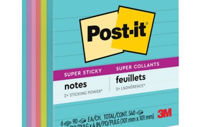 Pads in Supernova Neon Collection Colors, Note Ruled, 4″ x 4″, 90 Sheets/Pad, 6 Pads/Pack