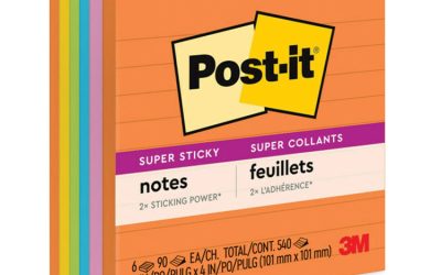 Pads in Energy Boost Collection Colors, Note Ruled, 4″ x 4″, 90 Sheets/Pad, 6 Pads/Pack