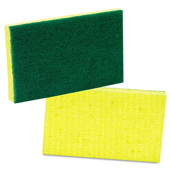 Medium-Duty Scrubbing Sponge, 3.6 X 6.1, 0.7" Thick, Yellow/green, 20/carton - Image 2