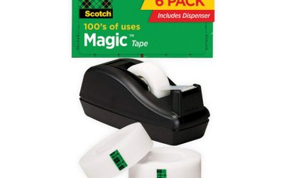 Magic Tape Desktop Dispenser Value Pack, 1″ Core, 0.75″ X 83.33 Ft, Clear