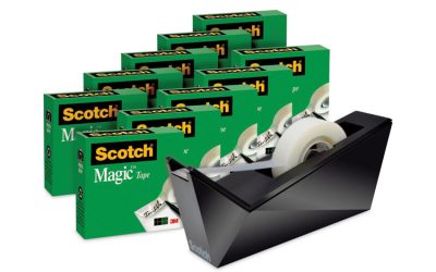 Magic Tape Desktop Dispenser Value Pack, 1″ Core, 0.75″ X 83.33 Ft, Clear, 10/pack