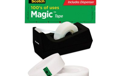 Magic Tape Desktop Dispenser Value Pack, 1″ Core, 0.75″ X 83.33 Ft, Clear, 6/pack