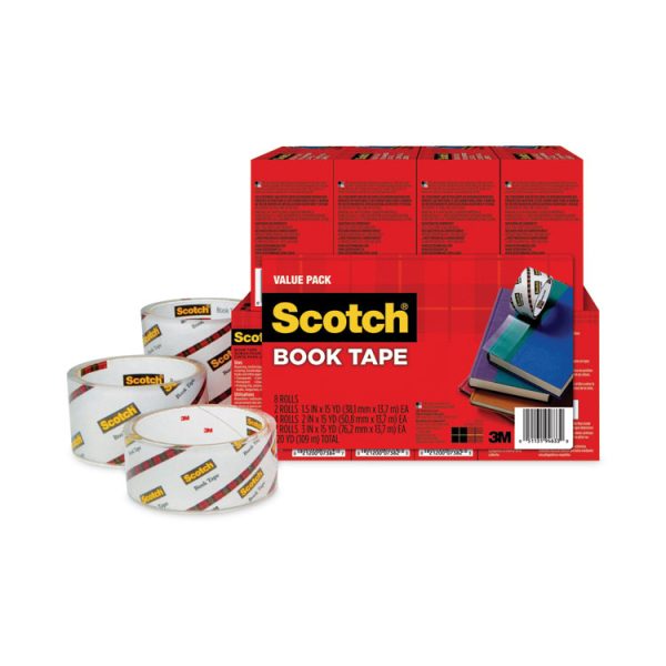 Book Tape Value Pack, 3" Core, (2) 1.5" X 15 Yds, (4) 2" X 15 Yds, (2) 3" X 15 Yds, Clear, 8/pack - Image 4