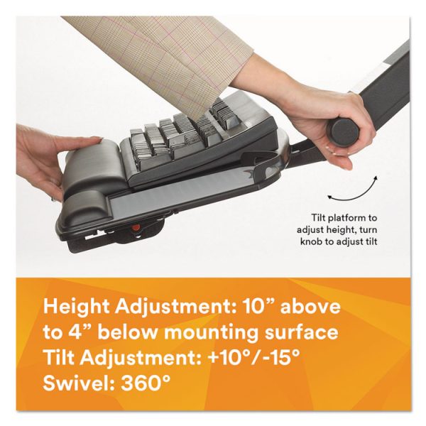 Easy Adjust Keyboard Tray, Highly Adjustable Platform, 23" Track, Black - Image 7
