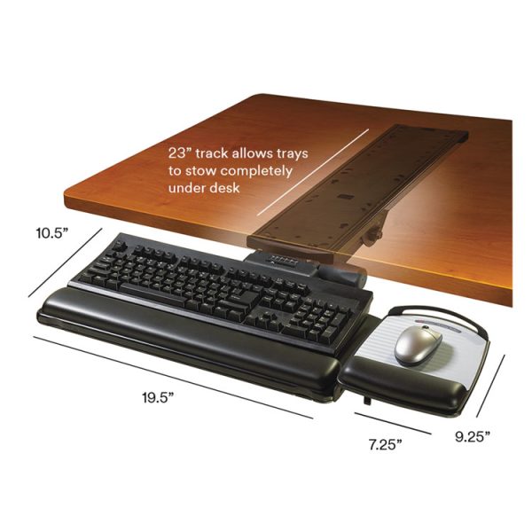 Easy Adjust Keyboard Tray, Highly Adjustable Platform, 23" Track, Black - Image 5