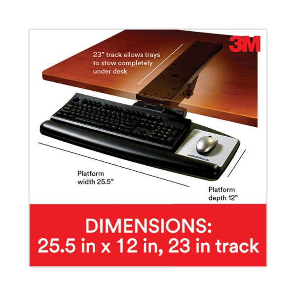 Sit/stand Easy Adjust Keyboard Tray, Standard Platform, 25.5w X 12d, Black - Image 2