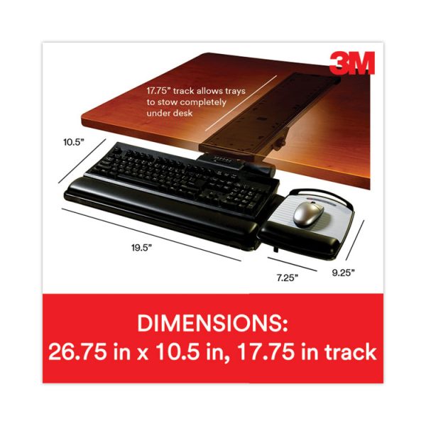Knob Adjust Keyboard Tray With Highly Adjustable Platform, Black - Image 2