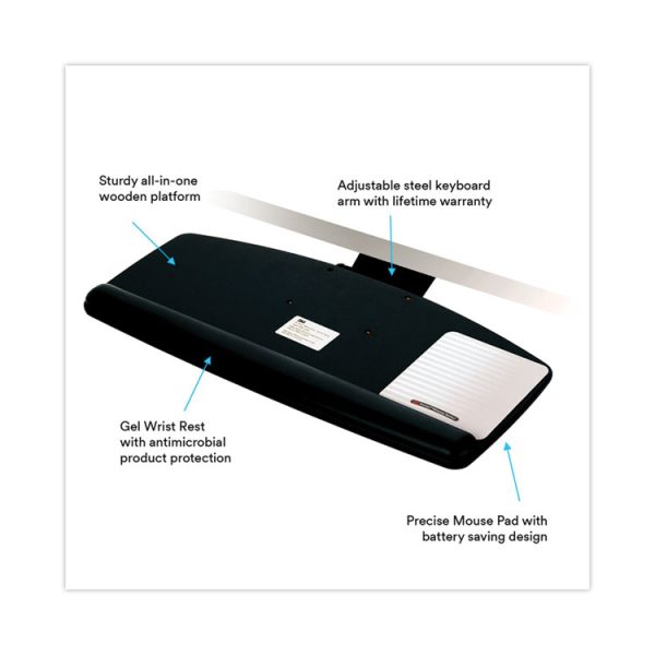 Easy Adjust Keyboard Tray, Standard Platform, 23" Track, Black - Image 9
