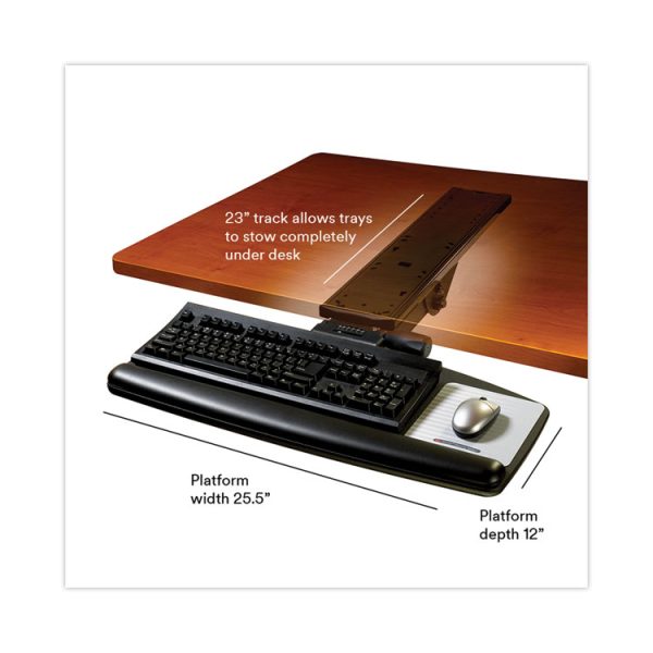 Easy Adjust Keyboard Tray, Standard Platform, 23" Track, Black - Image 10