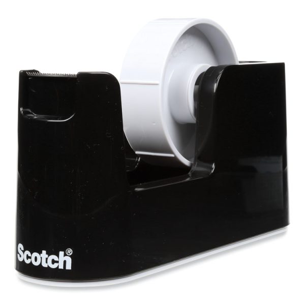 Heavy Duty Weighted Desktop Tape Dispenser with One Roll of Tape, 3" Core, ABS, Black - Image 4