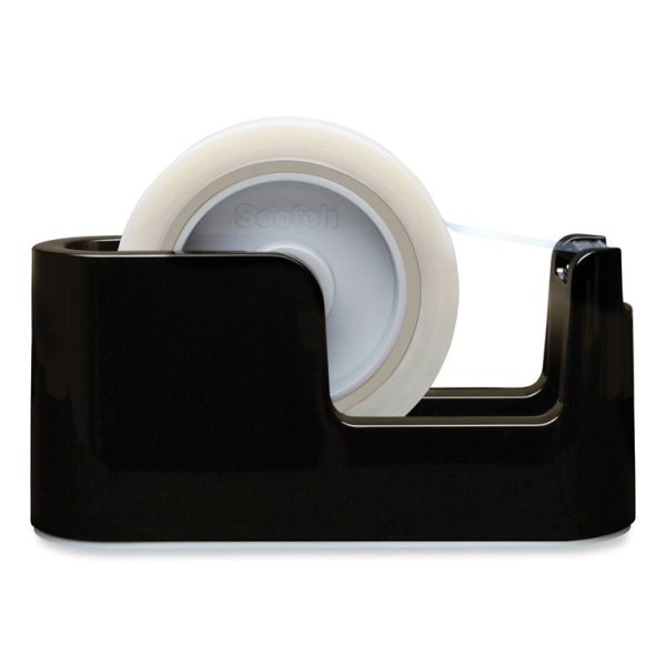 Heavy Duty Weighted Desktop Tape Dispenser with One Roll of Tape, 3" Core, ABS, Black - Image 2