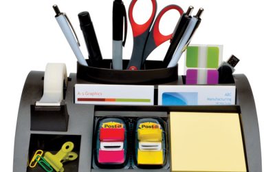 Notes Dispenser with Weighted Base, 9 Compartments, Plastic, 10.25 x 6.75 x 2.75, Black