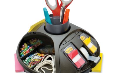 Rotary Self-Stick Notes Dispenser, 14 Compartments, Plastic, 10″ Diameter x 6″h, Black