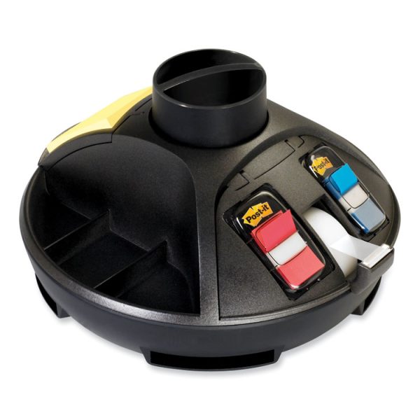 Rotary Self-Stick Notes Dispenser, 14 Compartments, Plastic, 10" Diameter x 6"h, Black - Image 3