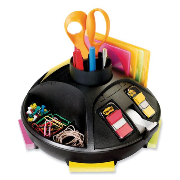 Rotary Self-Stick Notes Dispenser, 14 Compartments, Plastic, 10" Diameter x 6"h, Black - Image 2