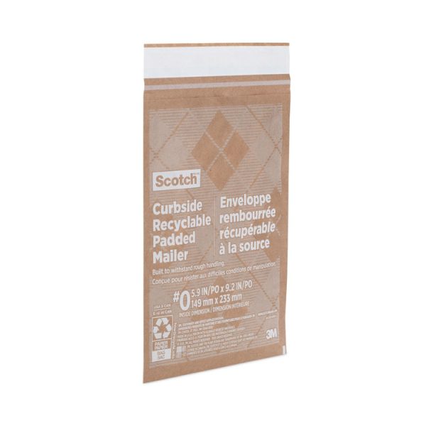 Curbside Recyclable Padded Mailer, #0, Bubble Cushion, Self-Adhesive Closure, 7 x 11.25, Natural Kraft, 100/Carton - Image 3