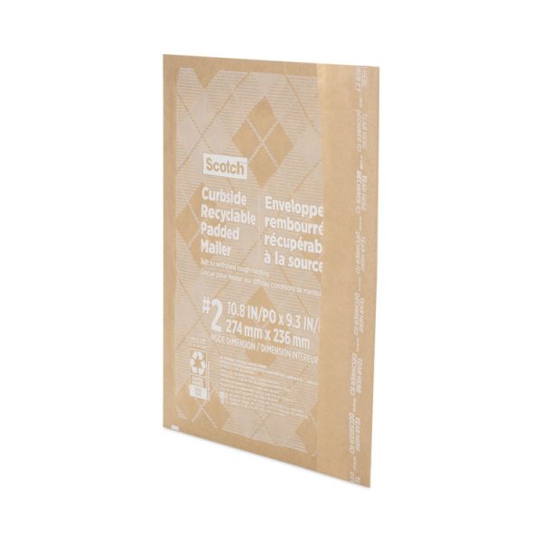 Curbside Recyclable Padded Mailer, #2, Bubble Cushion, Self-Adhesive Closure, 11.25 x 12, Natural Kraft, 100/Carton - Image 3