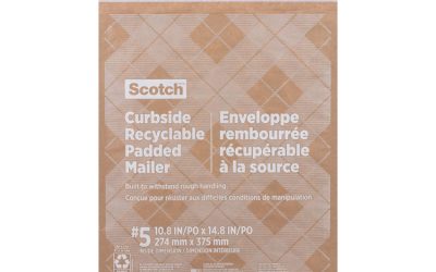 Curbside Recyclable Padded Mailer, #5, Bubble Cushion, Self-Adhesive Closure, 12 x 17.25, Natural Kraft, 100/Carton