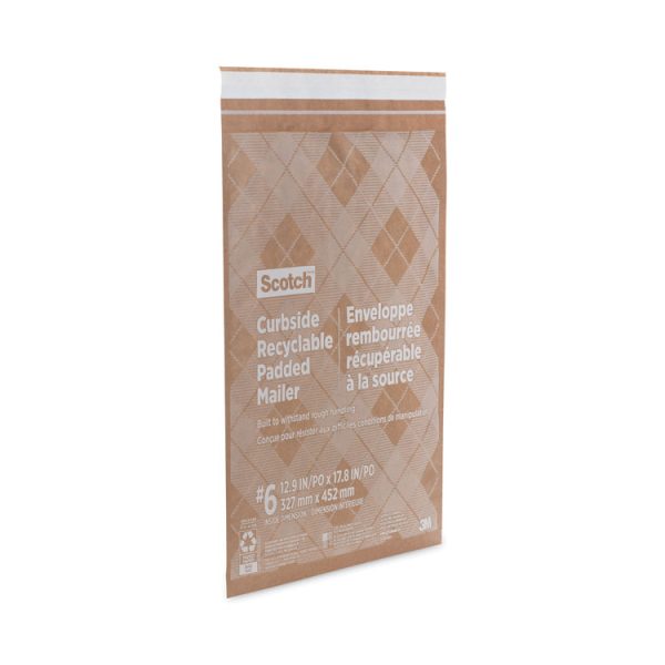 Curbside Recyclable Padded Mailer, #6, Bubble Cushion, Self-Adhesive Closure, 13.75 x 20, Natural Kraft, 50/Carton - Image 5