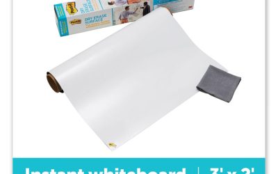 Dry Erase Surface with Adhesive Backing, 36 x 24, White Surface