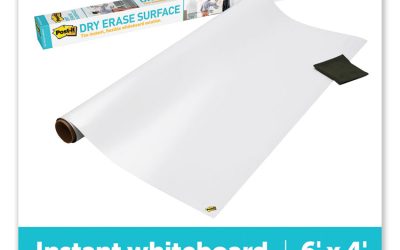 Dry Erase Surface with Adhesive Backing, 72 x 48, White Surface