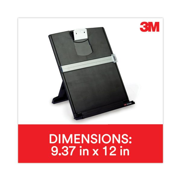 Fold-Flat Freestanding Desktop Copyholder, 150 Sheet Capacity, Plastic, Black/silver Clip - Image 2