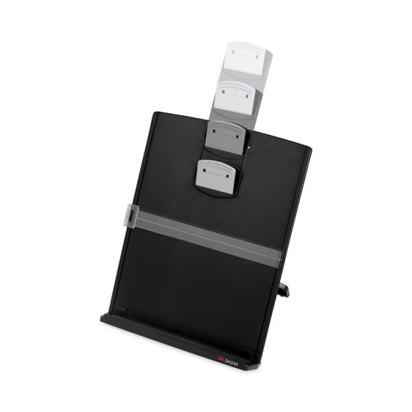 Fold-Flat Freestanding Desktop Copyholder, 150 Sheet Capacity, Plastic, Black/silver Clip - Image 8