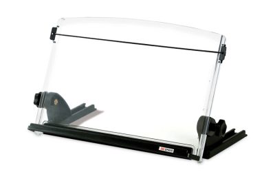 In-Line Adjustable Desktop Copyholder,150 Sheet Capacity, Plastic, Black/clear
