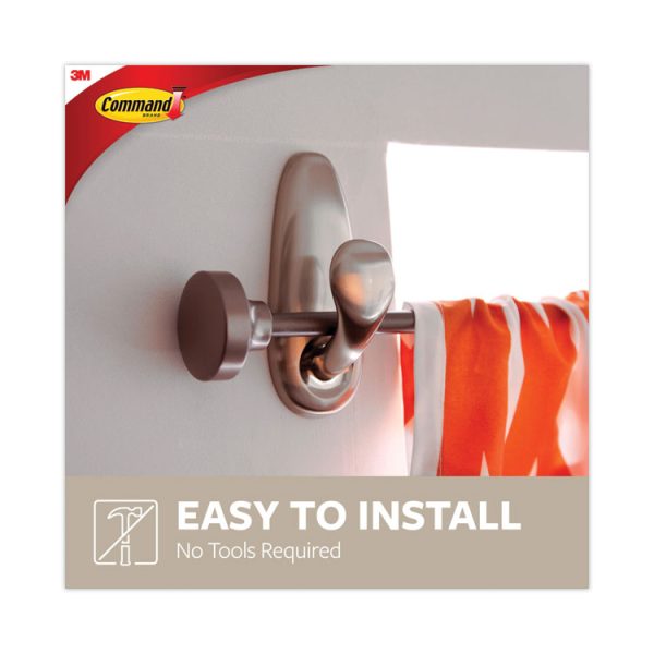 Adhesive Mount Metal Hook, Large, Brushed Nickel Finish, 5 lb Capacity, 2 Hooks and 4 Strips/Pack - Image 5