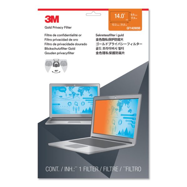 Gold Frameless Privacy Filter For 14" Widescreen Laptop, 16:9 Aspect Ratio - Image 2